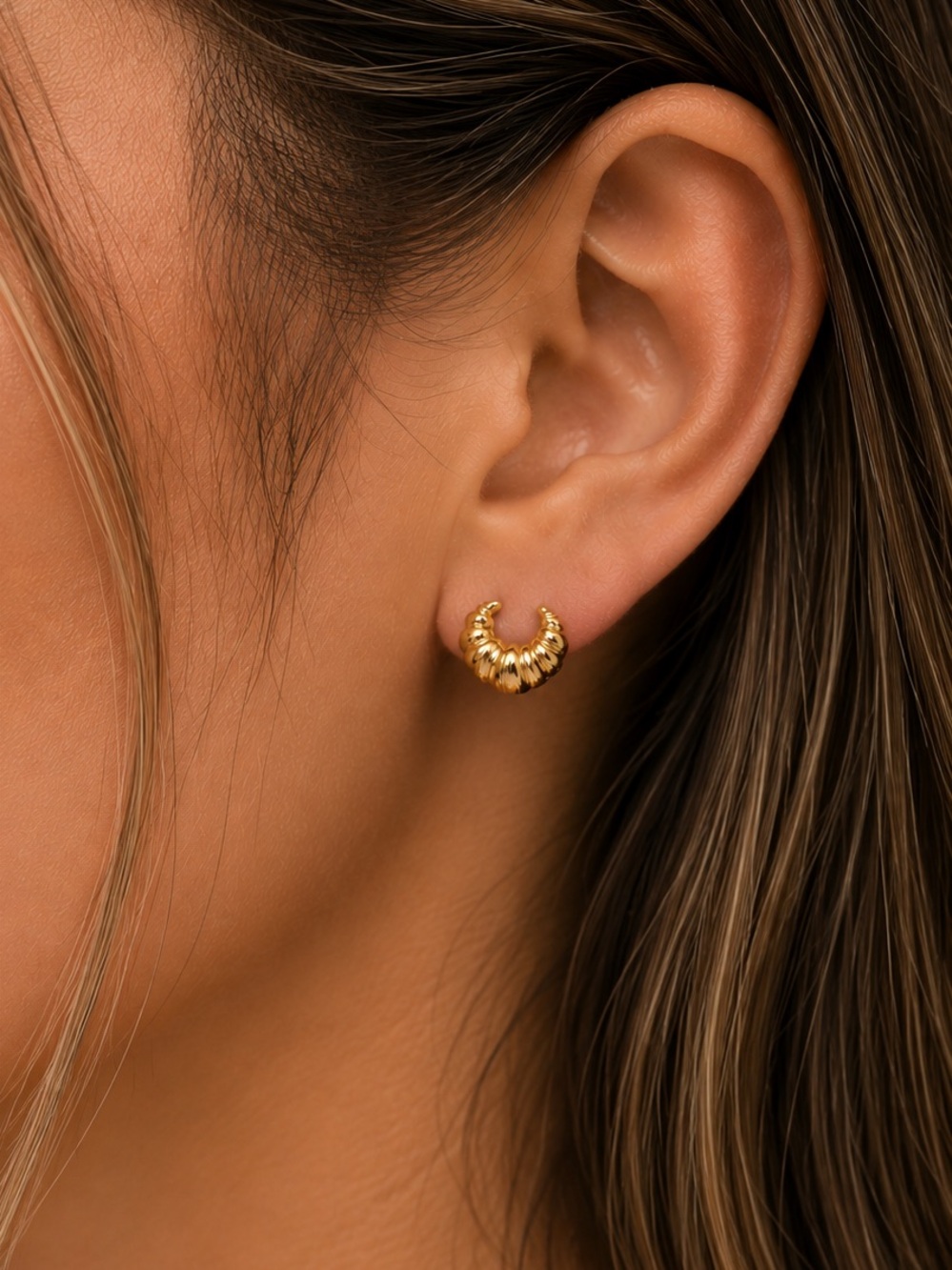 #153 Croissant Moon Stainless Steel Drop Earrings